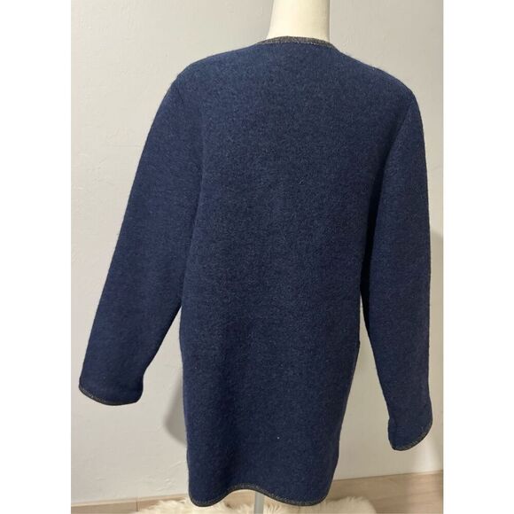 L.L Bean 100% New wool blue button front sweater coat M - Picture 5 of 11